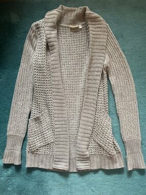 Gray Open-Front Stretchy Knit Cardigan Sweater - Women
